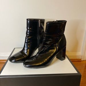 Patent leather booties